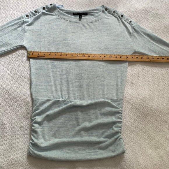 WHBM light heather blue long sleeve button detail stretch pullover shirt top - Picture 8 of 9